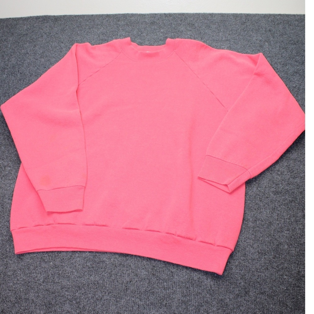 Vintage Fruit of the Loom Pink Raglan Sweatshirt Made in USA Large
